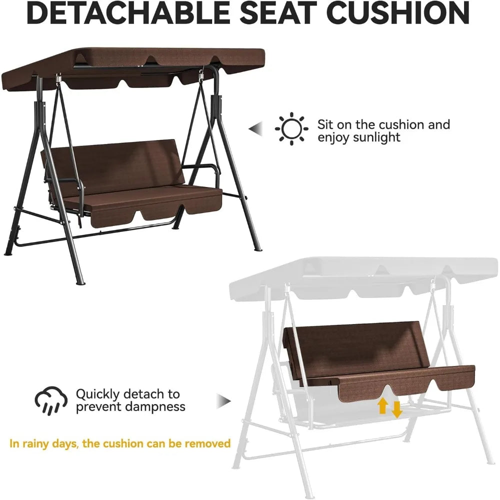 Patio Swing Front Porch Swing for Adults 3 Seat Porch Swings