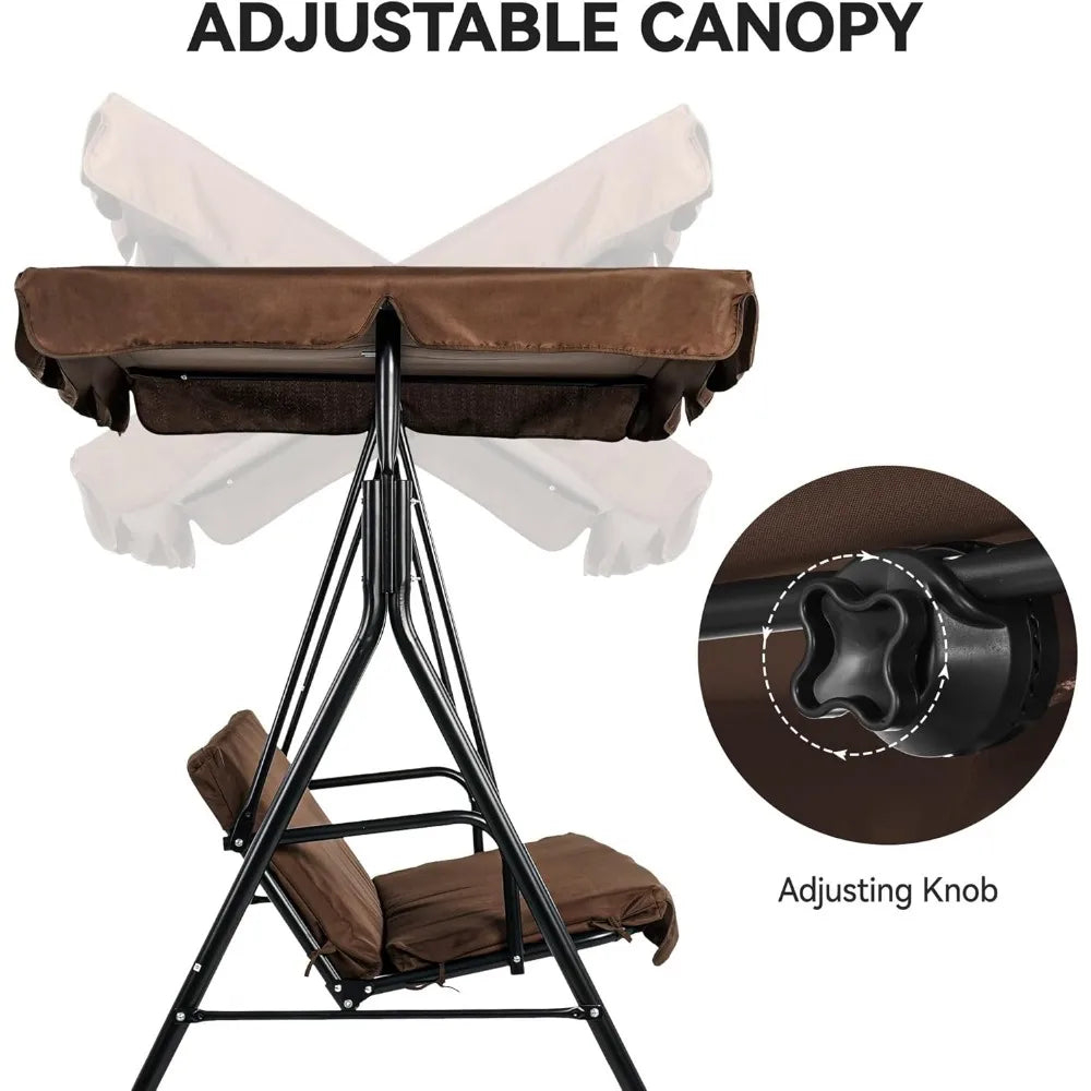 Patio Swing Front Porch Swing for Adults 3 Seat Porch Swings