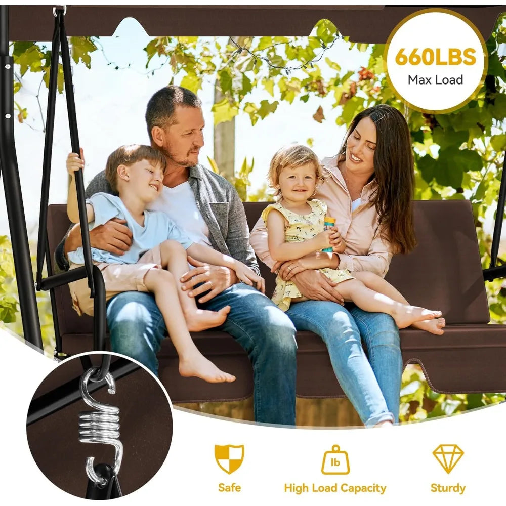 Patio Swing Front Porch Swing for Adults 3 Seat Porch Swings